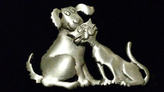 Vintage JJ Jonette Gold Tone Pewter Cute Little Mouse Front & Back