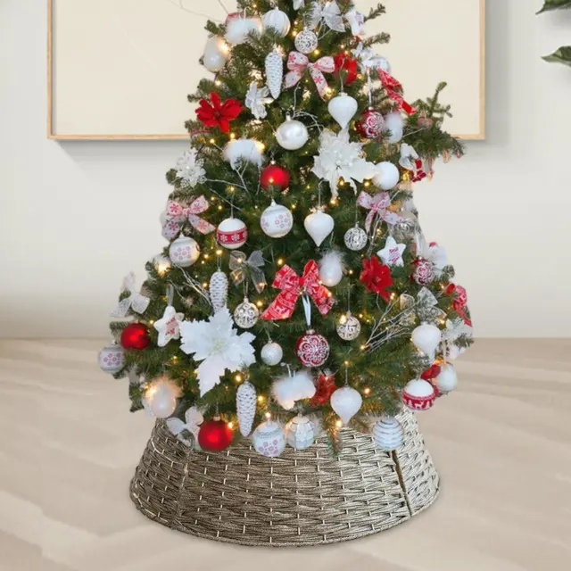 Christmas Tree Skirt Rustic Decorative Festivals Xmas Tree Stand Basket