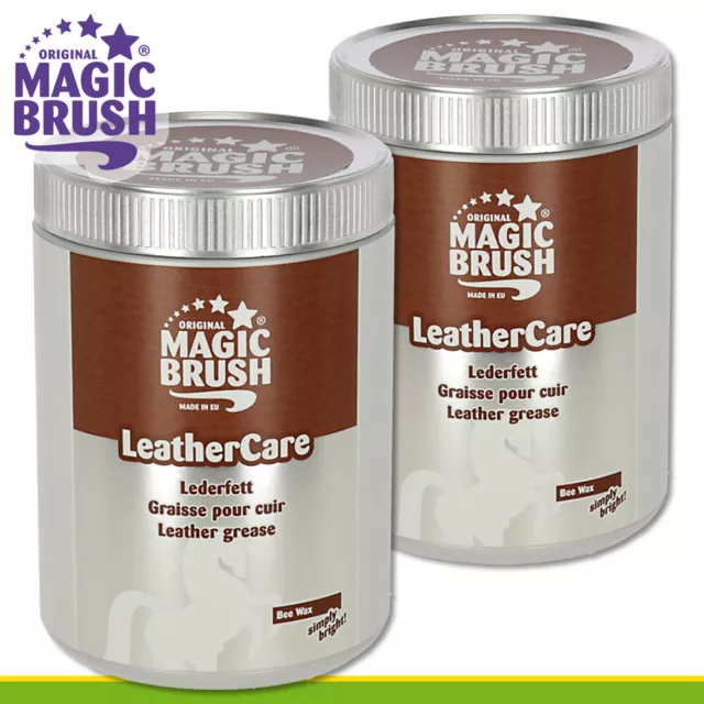 MagicBrush 2 x 1000 ml LeatherCare Lederfett Bienenwachs Sattel Zaumzeug Pferd