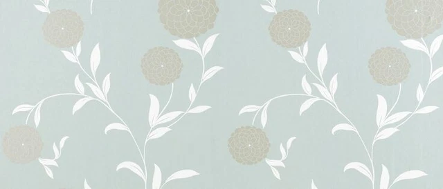Laura Ashley Erin Duck Egg Wallpaper 1 roll Blue Silver Pearlescent W067557-A/1