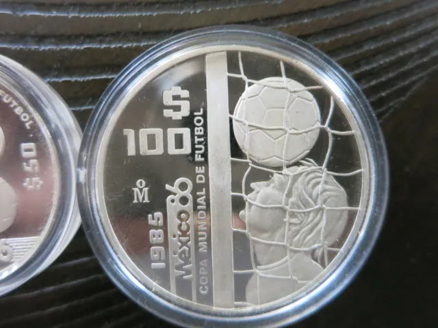 Mexico World Cup 3 Coin Silver Proof Set 1985 - 1986 (Rare) 3
