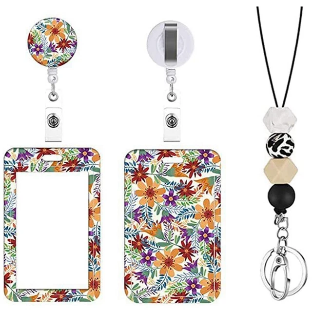 Carini cordini floreali per porta badge ID, porta carta d'identità con cordino con perline W5U3