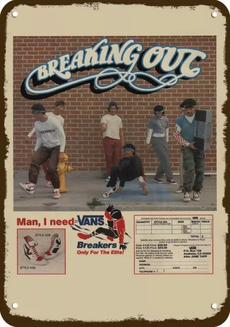 1984 VANS BREAKERS Shoes & Breakdancing Vntge-Look DECORATIVE REPLICA METAL SIGN