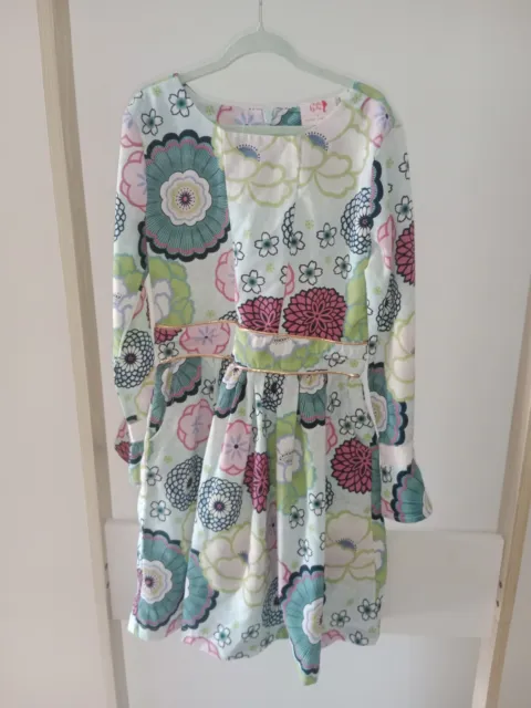 Little Leona Edminston Size 8 Floral Green Dress Lace Sleeves Pocket Zip Closure