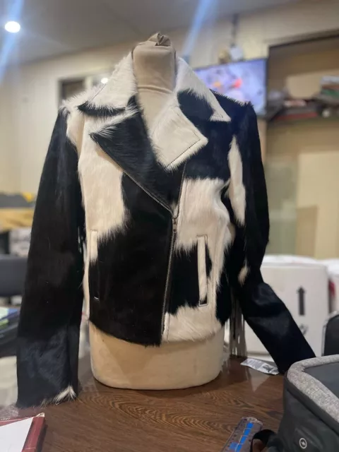 Cowhide Hair-on-Hide Jacket with Fringe on Back and Sleeves