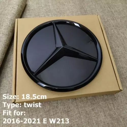 For Mercedes Benz E W213 Convex Star Mirror Glass Star Front Emblem Black 16-22 3