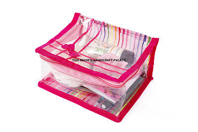PVC Velluto Donna Ragazze Rosa Trucco Kit Pesante Trasparente Foglio Beauty Case