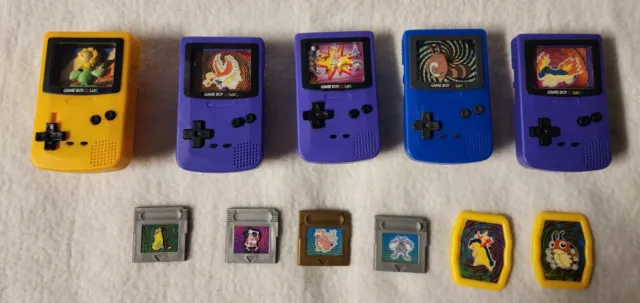 Lot of 5 Pokémon Mini Nintendo Gameboy Color 2000 Burger King Toys 4 Cartridges