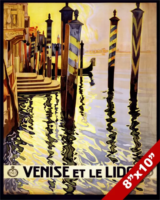 Vintage 1920’S Era Venice Italy Travel Poster Painting Art Real Canvas Print