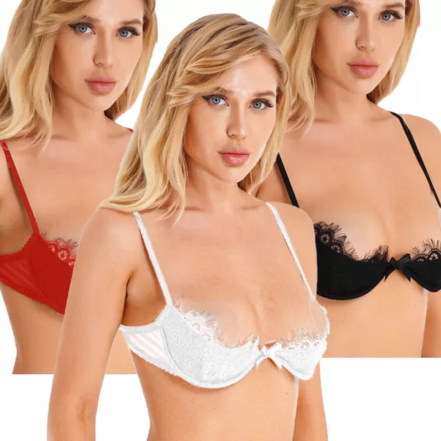 TiaoBug Women 1/4 Cup Shelf Bra Underwired Padded Bra Top Sexy Lingerie Bralette