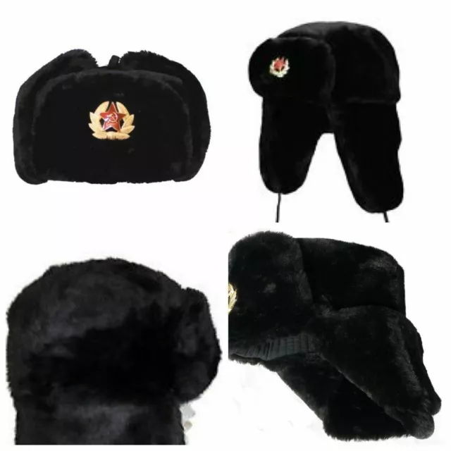 Russian Soviet Army USSR Badge Real Military Fur Soldiers Ushanka Headwear lot