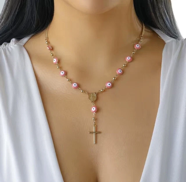 evil eye necklace Pink