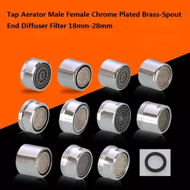 Tap Aerator Male Female Chrome Plated Brass-Spout End Diffuser Filter 18mm-28mm