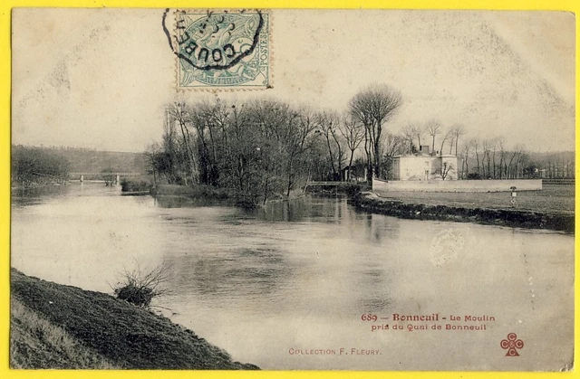 cpa Collection FLEURY 94 - BONNEUIL sur MARNE Le MOULIN Pris du QUAI vers 1900
