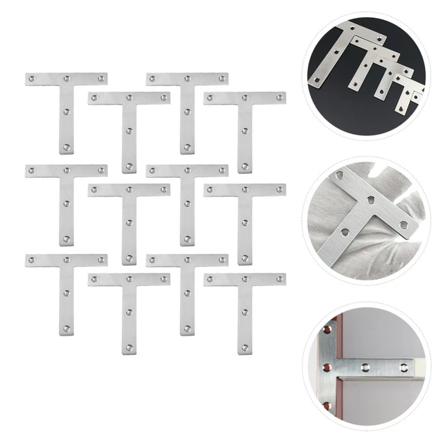 20 Pcs Fixing Plate T-shaped Corner Code Metal Brackets Braces