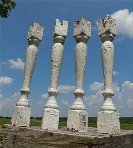 4 Balusters White Wood Architectural Salvage Spindles Porch Post House Trim A37,