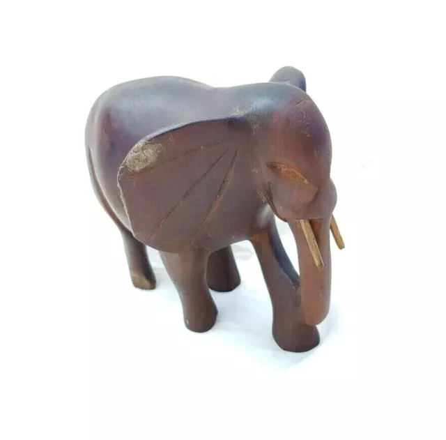 Original 1900's Old Antique Vintage Rose Wood Hand Craved Wooden Elephant Statue 2