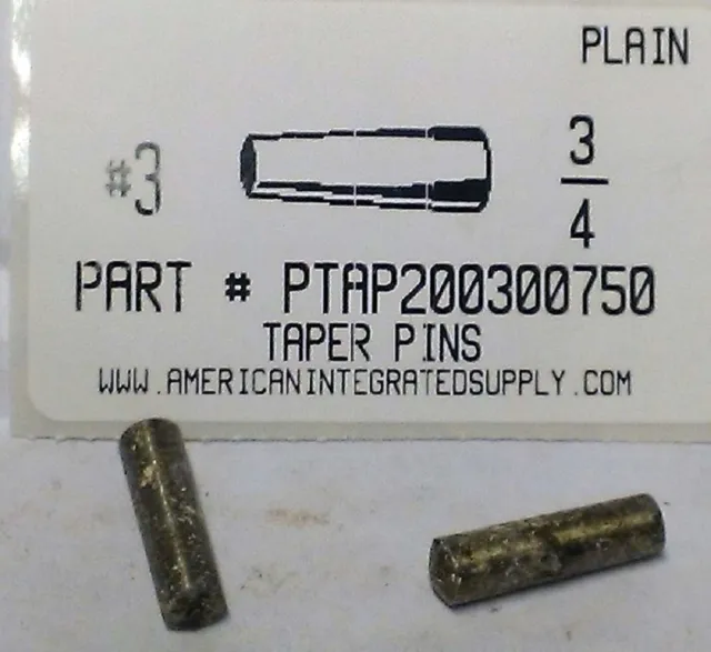 #3X3/4 Taper Pin Steel Plain .219" Large End Diameter (10)