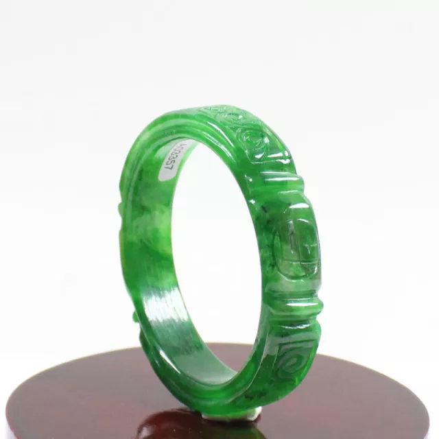 58MM CHINESE HAND-CARVED Emerald Green Jadeite Jade Gems Bangle ...