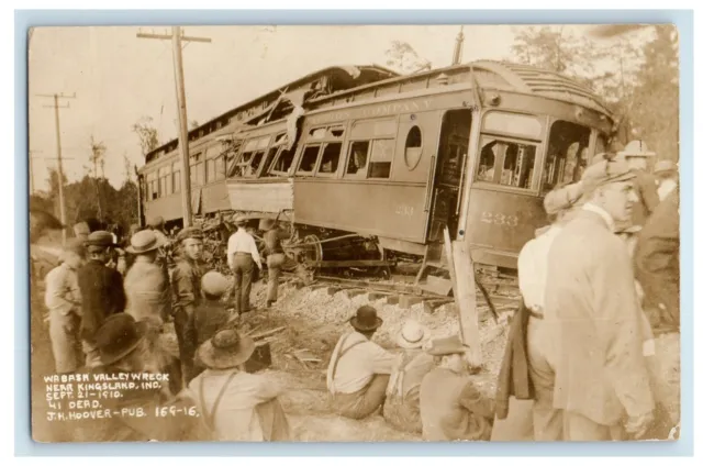 c1910's Wabash Valley Wreck Near Kingsland Indiana IN RPPC Photo Postcard