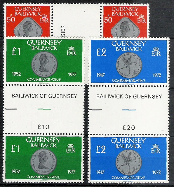 GUERNESEY #12 série 196/98 Gutter pairs faciale £7 N**, VF MNH bonne côte