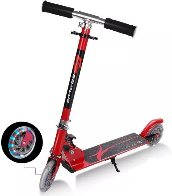 Kids Aluminum Folding Stunt Scooter with LED Wheels - Red - READ FIRST