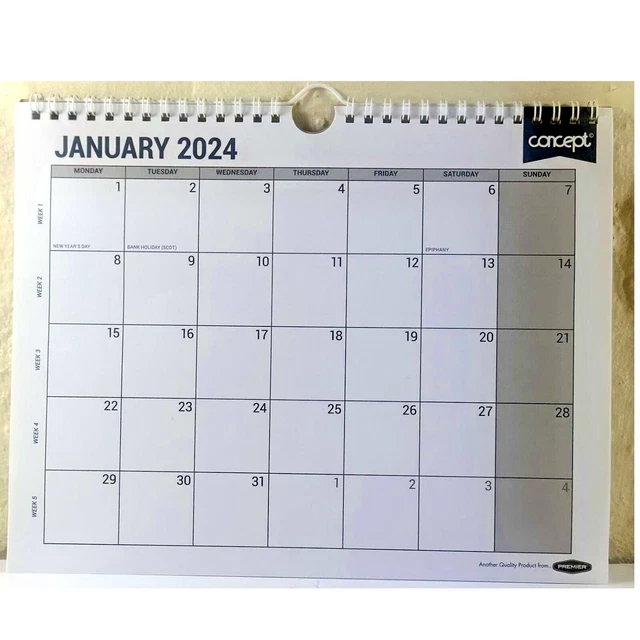 2024 CALENDAR MONTHLY Planner Office School Memo Desk Organiser Wall