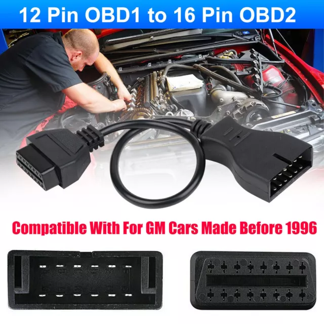 15" OBD1 12 Pins to OBD2 16 Pins Diagnostic Tool Connector Adapter Cable for GM