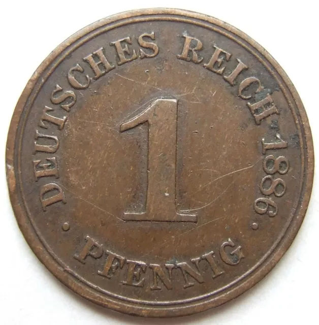 Münze Deutsches Reich Kaiserreich 1 Pfennig 1886 G in fast Sehr schön