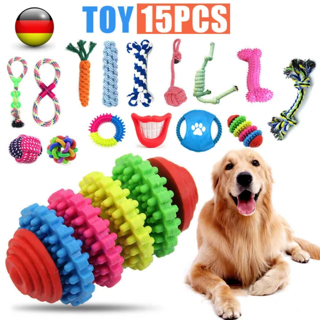 15pcs Hunde Spielzeug Set Kauspielzeug aus Seil Interaktives Pet Dog Welpen Toy