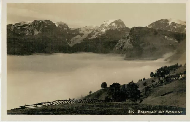 Braunwald mit Nebelmeer Ungelaufen 1932 FOTO