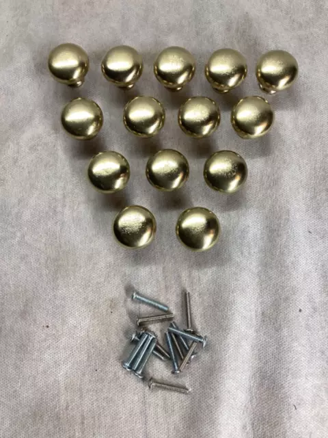 Lot Of 14 Heavy Brass Knobs Cabinet Dresser Drawer Pulls With Screws