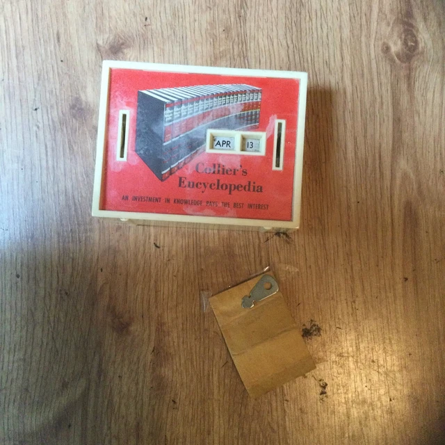 Vintage Collier's Encyclopedia Calendar Bank WITH Key Allcoin Made in USA