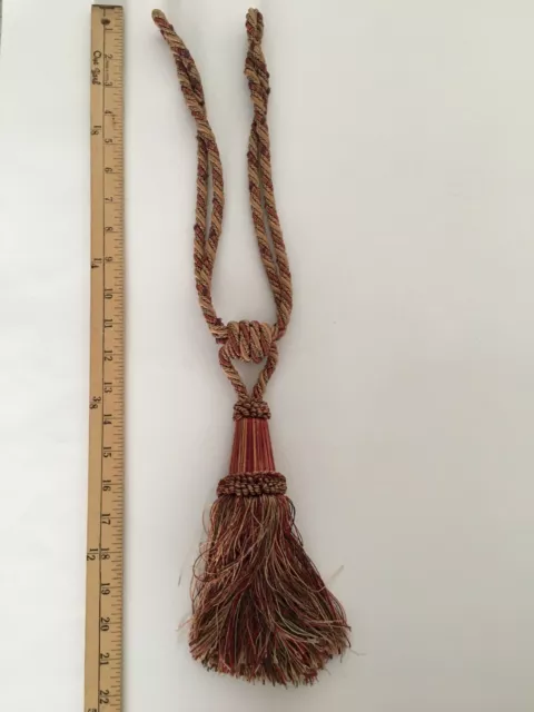 1 Large Tassel Rope Tieback Window Treatment Curtain Drapery  Burgundy Gold