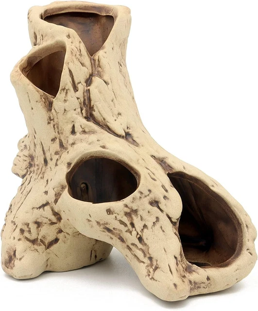 Aquarium Tree Stump Hole Betta Fish Rock Cave Cichlid Stone Fish Tank Decoration