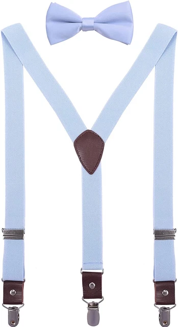 ORSKY Men Boys Bow Tie and Suspenders Set Adjustable Elastic