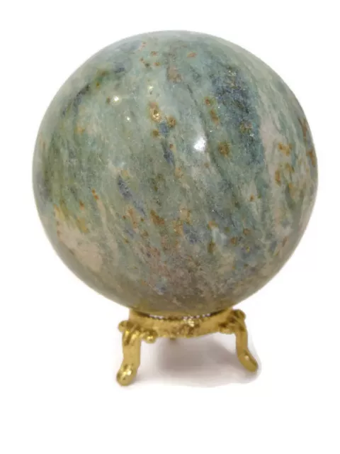 Fuchsite 7.9cm 698g Crystal Ball Orb Sphere on Gold Metal Stand RF002