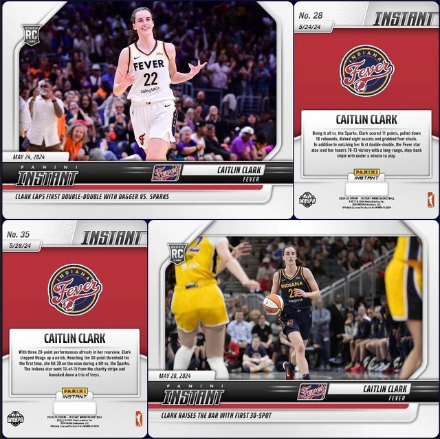 (2) 2024 PANINI Instant WNBA Caitlin Clark ROOKIE CARDS SP Fever 28