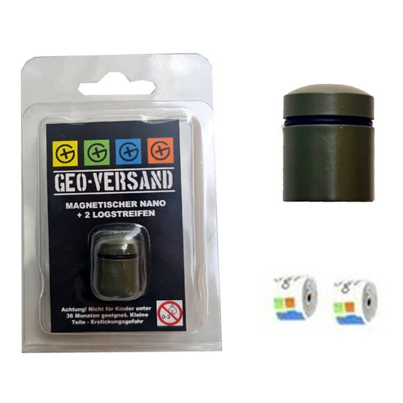 Magnetic Nano Green with 2 Log Strips Geocaching Geocache Mini Metal New