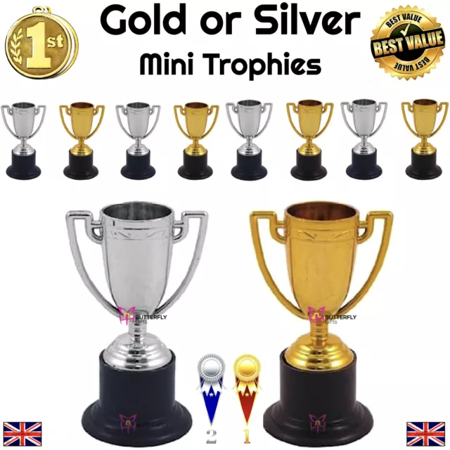 Mini Gold Silver Trophy 10cm Plastic Trophies Party Bag Fillers UK Supplier