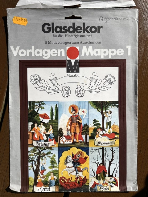 Vorlagenmappe 1 Glasdekor, Hinterglasmalerei, 6 St. , Marabu, Vorlagen unbenutzt