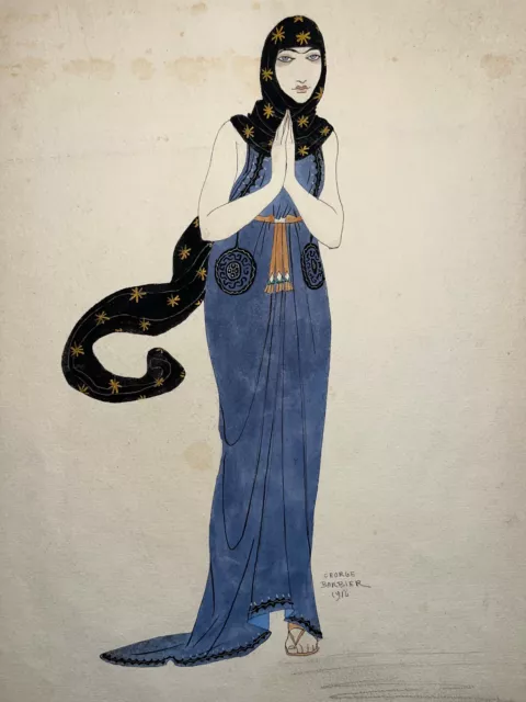 Women's Oriental Costume GEORGE BARBER Drawing WATERCOLOR Gouache 1916