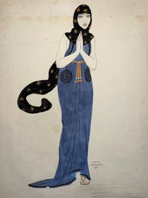 Women's Oriental Costume GEORGE BARBER Drawing WATERCOLOR Gouache 1916 Women's Oriental Costume GEORGE BARBER Drawing WATERCOLOR Gouache 1916