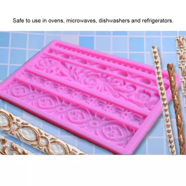 DIY Baroque Scroll Relief Cake Border Silicone Molds European Frame Cake AU