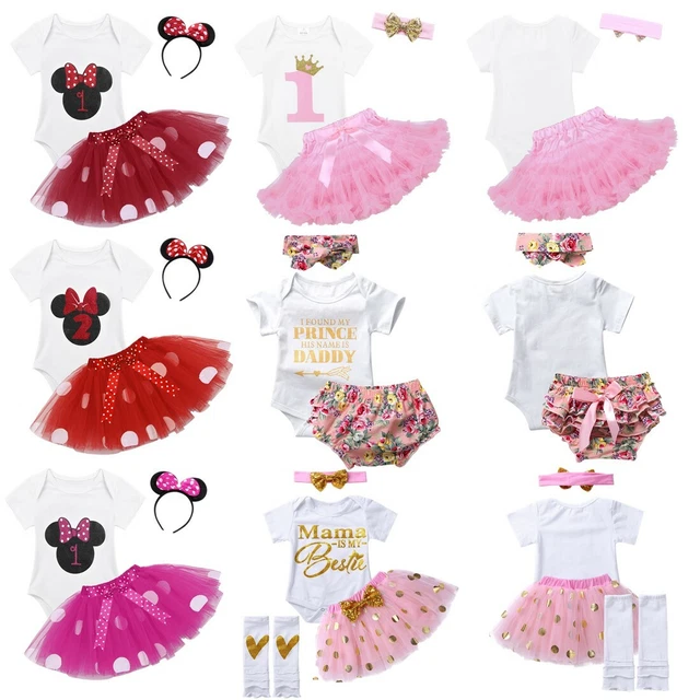 Baby Girls Birthday Party Dress Cake Tutu Skirt Romper + Headband Summer Outfit