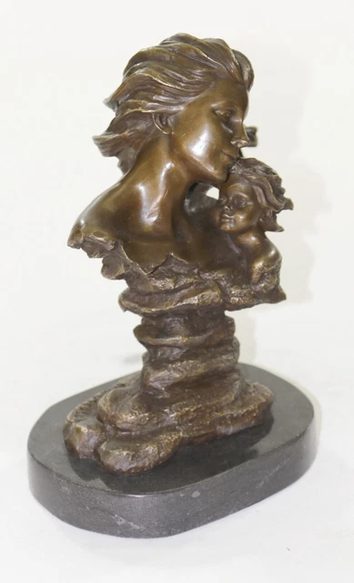 Madre Niño Amor Bronce Escultura Handcrafted Figura Estatua Art Déco
