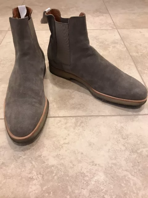 COMMON PROJECTS Suede Chelsea Boots, Gray, 45 EU 12 US, $530
