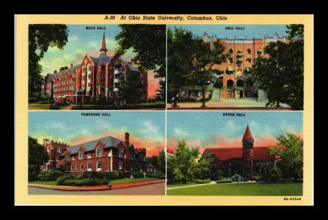 Dr Jim Stamps Us Postcard Ohio State University Halls Columbus Ohio Linen