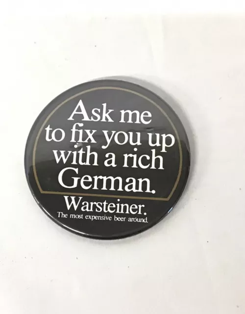 Vtg Warsteiner Pinback Button German Beer Pin