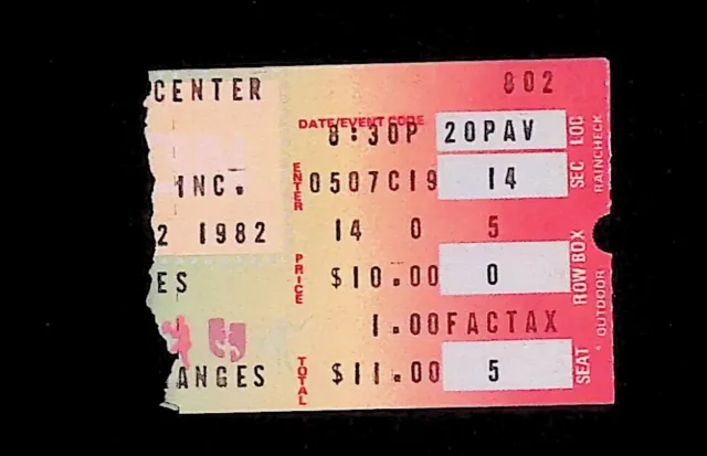 Heart & John Cougar Mellencamp 8/2/82 Cuyahoga Falls OH Rare Ticket Stub